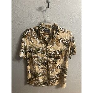 Primark Tan Men Printed  Short‎ Sleeve Shirt Size Small Relaxed Fit